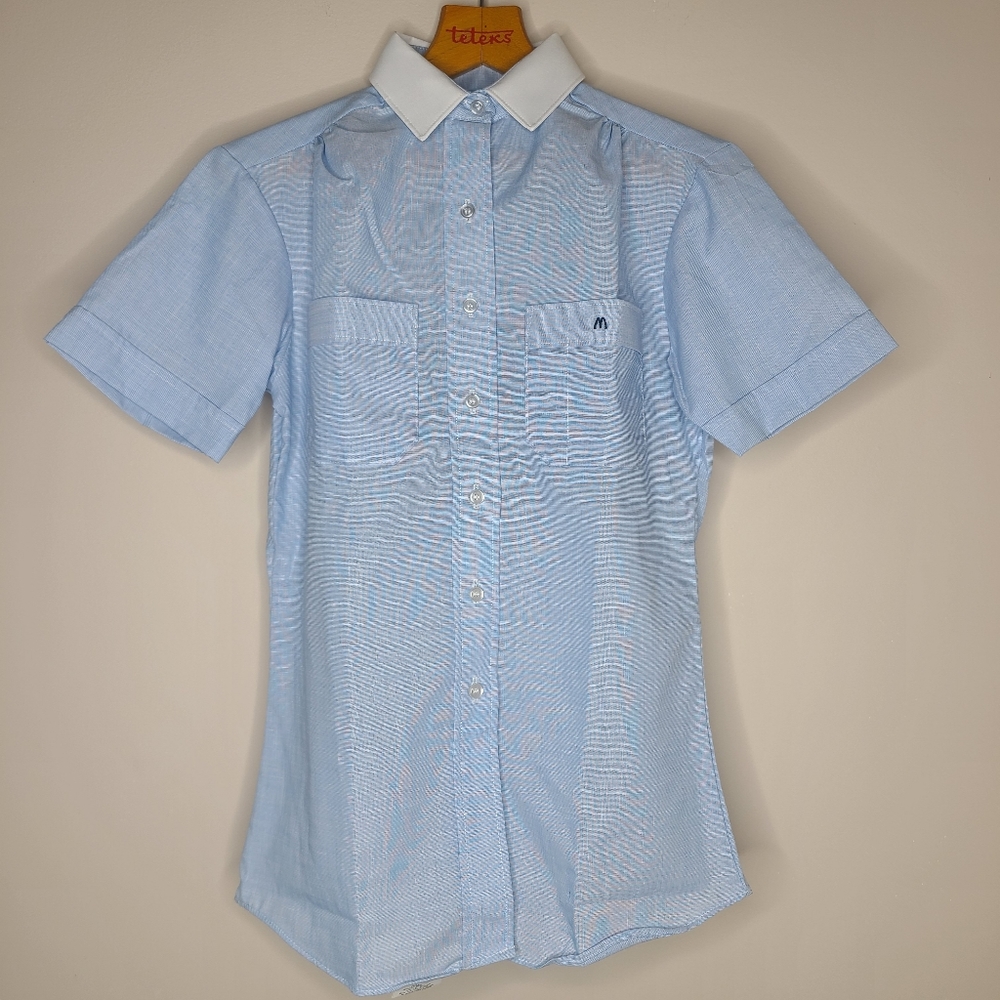 Vintage McDonald's Women's Uniform Button Down Shirt By Stan Herman 1983 Size 4